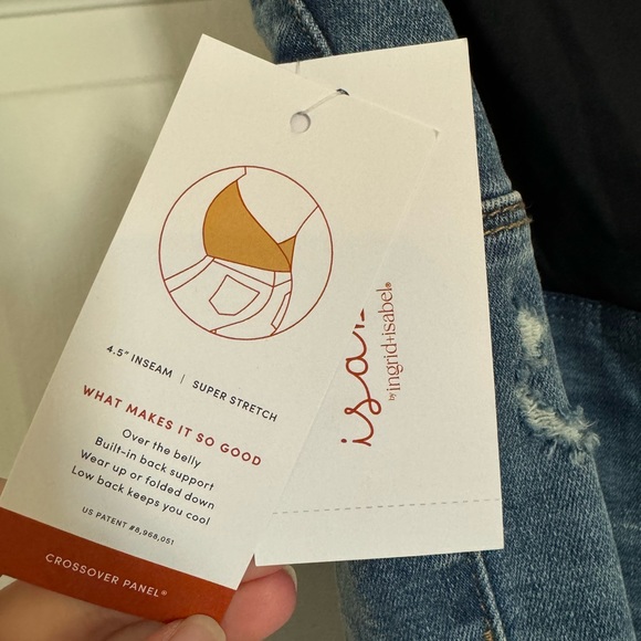 Ingrid and Isabel Over Belly Maternity Jean Shorts - Picture 3 of 4